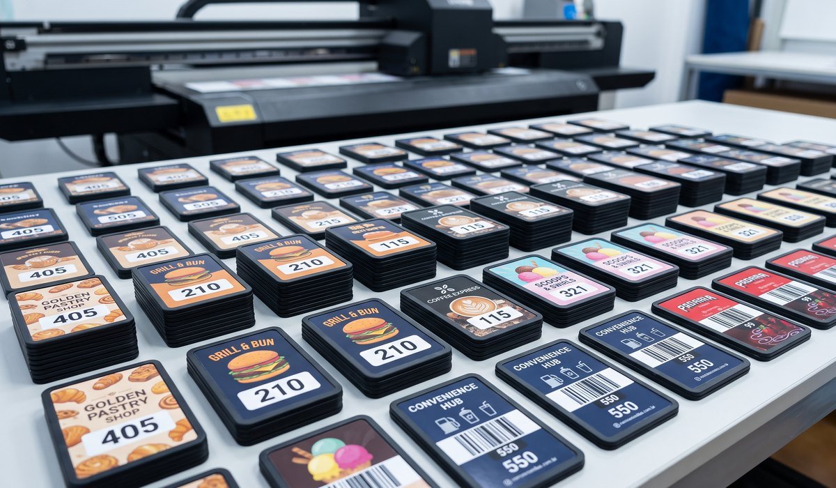 Comandas eletrônicas em PVC fabricadas pela RCM, personalizadas por cliente